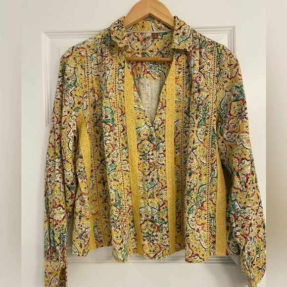 Anthropology Pilcro Pintuck Peasant Blouse, Size XS - Picture 6 of 13